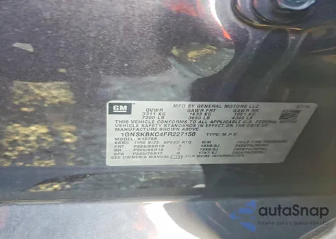 2015 Chevrolet Tahoe K1500 Lt из США, поврежденный, VIN 1GNSKBKC4FR227158